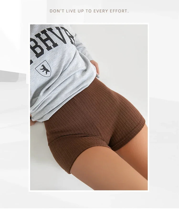 HELIAR Women High Waist A-line Shorts Thin Knit Sports Shorts For Women Casual Running Slim Bodycon Trousers 2025 Spring Summer