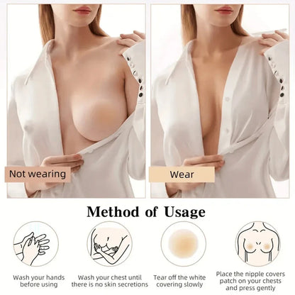 Fashion Silicone Nipple Cover Lift Up Bra Sticker Adhesive Invisible Bras Chest Patch for Women Reusable Chest Breast Petals Pad