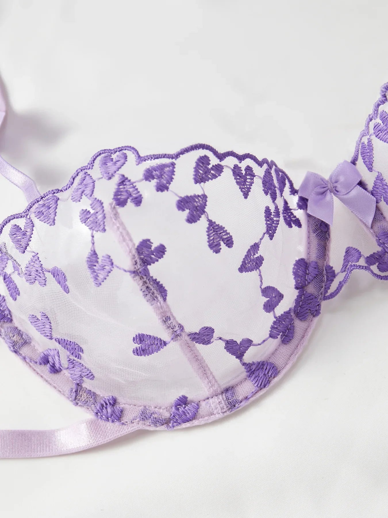 Exotic Fantasy Lingerie Underwire Bra Strap Panties 2Piece Sheer Mesh Embroidery Underwear for Women