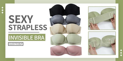 Invisible Push Up Bra Strapless Bras Dress Wedding Party Sticky Self-adhesive Silicone Brassiere Breathable Deep U Bra Underwear