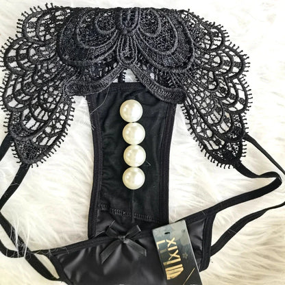 Customized Imitation Pearl Underwear Into The Body To Increase Massage Beads, Sexy Thong Tighten Briefs Thong  Panties Women