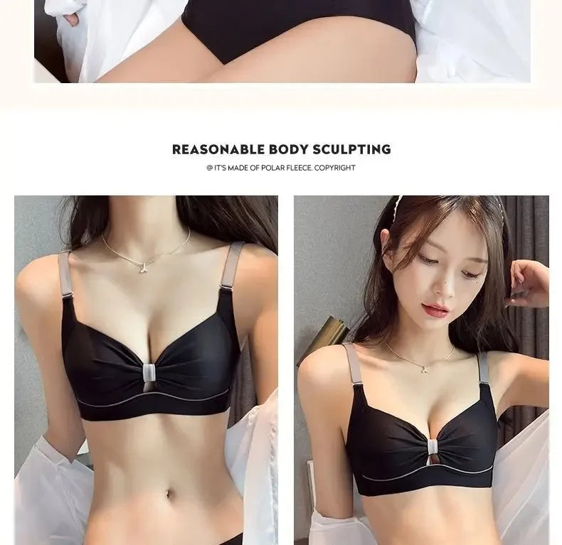 2/1Solid Wireless Sports Bra Comfy & Breathable Seamless Push Up Running Workout Tank Everyday Bra, Women's Lingerie & Underwear
