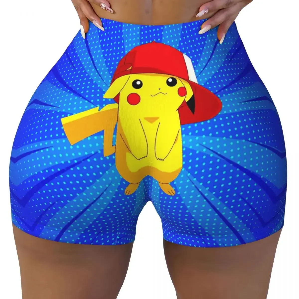 Custom Pikachus Women's Workout Yoga Shorts Athletic Gym Running Volleyball Shorts