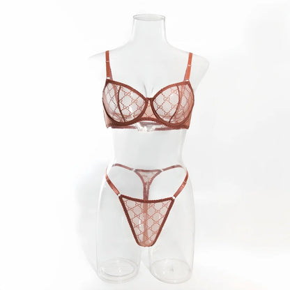 Krasapt New Arrival Ultra-thin Mesh See-through Plaid Bra And G-string Sexy Lingerie Sets Fancy Intimate Erotic set Onlyfans Kit
