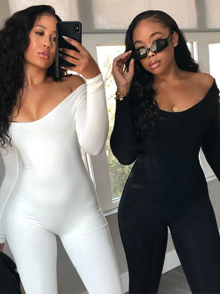 Spring and Summer New Women's Jumpsuit Long Sleeve Solid Color Skinny Jumpsuit Fashion Sports Fitness Jumpsuit Pullover