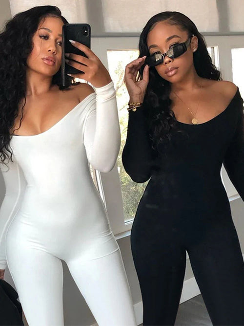 Spring and Summer New Women's Jumpsuit Long Sleeve Solid Color Skinny Jumpsuit Fashion Sports Fitness Jumpsuit Pullover