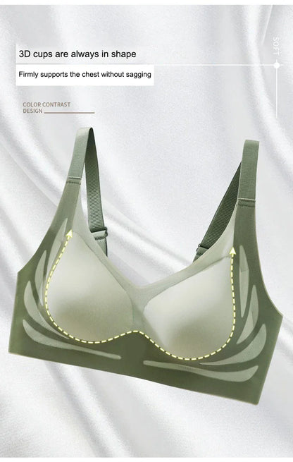Plus Size Super Gather Push Up Bras Women Soft Support Seamless Underwear Female Full Cup Lift-Up Bras No Steel Sleepwear