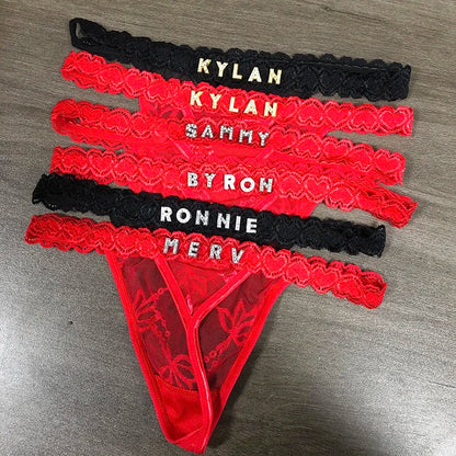 Custom Thong Name Sexy Lace Customized Panties DIY Personalized Name tanga Crystal Underwear Womens Bikini G-String Lover Gift