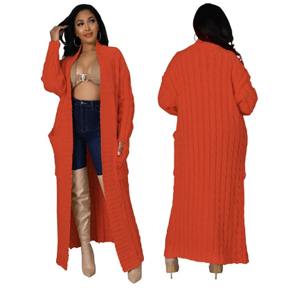 2024 New Women's Fashionable Cardigan Sweater Casual Long Sleeve Solid Color Jacket Autumn/Winter Amazon Europe Style
