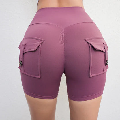 Peach Butt Fitness Shorts Women's Exercise Three-Quarter Pants Cargo Air Dry Pocket Yoga  Tight  Lift Summer