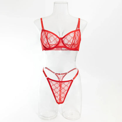 Ultra-thin Sexy Porn Lingerie 2Pcs Sets Seamless Mesh See-Through Bras And Thongs Erotic Underwear Outfits Adult Hot Sex Suit