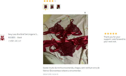 Sexy Lace Bra Brief Set Lingerie Set Women Underwear Transparent Bra Panties Sets Female Red Ultra-thin Unlined Underwear Set