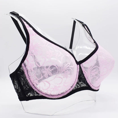 Womens Underwear Lace Bras Underwire BH Hollow Out Embroidery Sexy Lingerie Tops Plus Size  Brassiere A B C D Cup