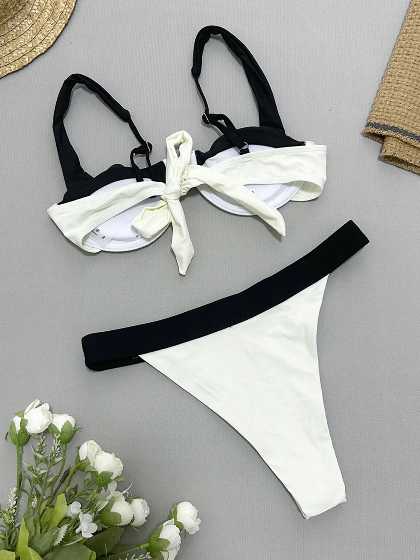 2024 New Sexy U-Bar Bikini Sets Swimsuit For Women Push Up Swimwear Contrast Color Patchwork Bathing Suit Two Pieces Beachwear