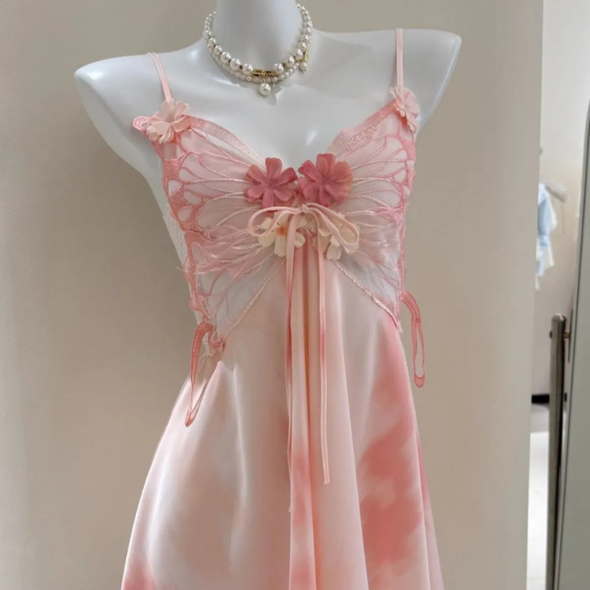 Fairy Elf Suspender Nightgown Lingerie Sexy Butterfly Lace Chemise Sleepwear Nightdress Homewear Summer New Women Nightwear