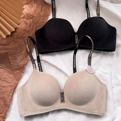 Velvet Plush Push Up Bra for Small Chest - 6CM Thermal Padded Non-Wire Bra, Warm Lined Comfort for Women, Autumn Winter Wear