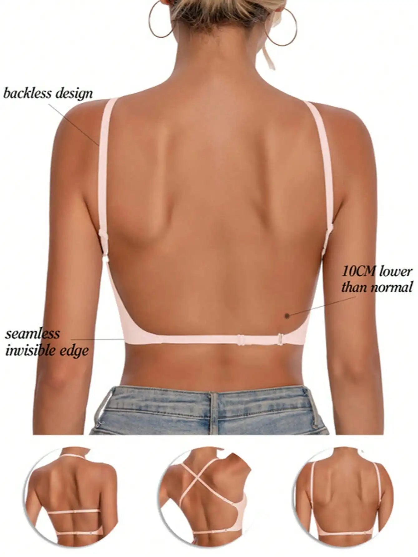 Women's Seamless Backless bra backless strapless underwear Summer bra,Bra For Wedding Dress