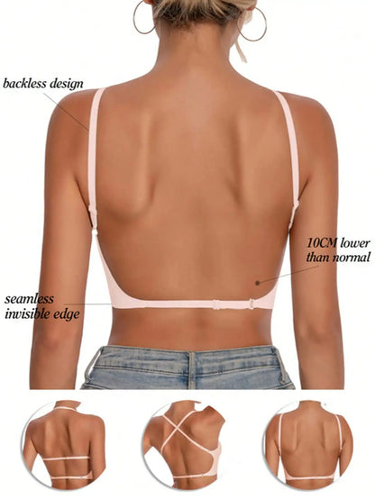 Women's Seamless Backless bra backless strapless underwear Summer bra,Bra For Wedding Dress
