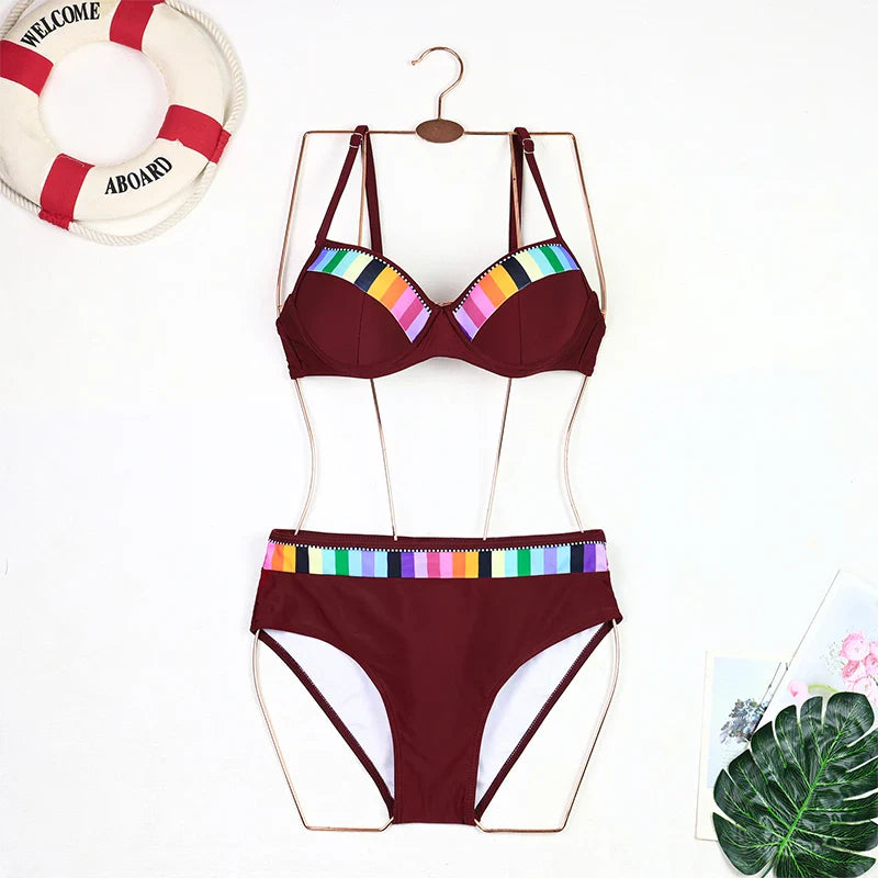 2024 New Women Swimsuit Sexy Women High Waist Bikini Swimwear Female Two Piece Beachwear Printed Bikinis Set Bathing Suit