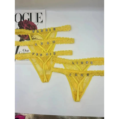 Custom Thongs Name Letter Women Sexy Lace Panties Personalized Customized GString tanga Hot Wife Girlfriend Valentines Gift