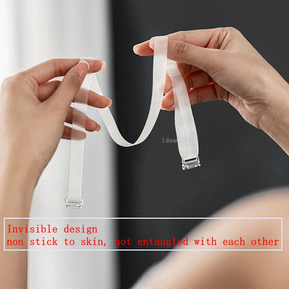 Invisible Adhesive Bra for Women Backless Strapless Push Up Sticky Silicone Wedding Underwear with Transparent Strap Reusable