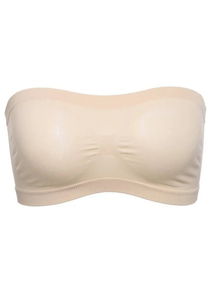 Lady's Sexy Strapless Crop Top Bra Bandeau Boob Tube Brassiere Summer Breathable Mesh Invisible Strapless without Chest Pad Wrap