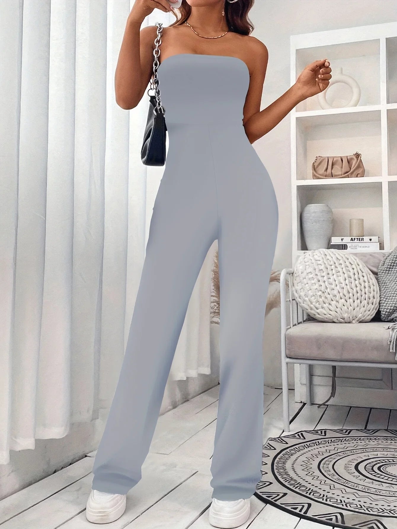 Women's Corseted Jumpsuit Simple solid colour Slim models Hip lifting design Fashion Single Piece Flared Pants