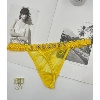 Custom Thongs Name Letter Women Sexy Lace Panties Personalized Customized GString tanga Hot Wife Girlfriend Valentines Gift