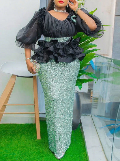 2025 Summer Party Evening Dresses Elegant Ladies Luxury Bodycon Maxi Robe Puff Sleeve Dress Africa Clothes Wedding Prom Gowns
