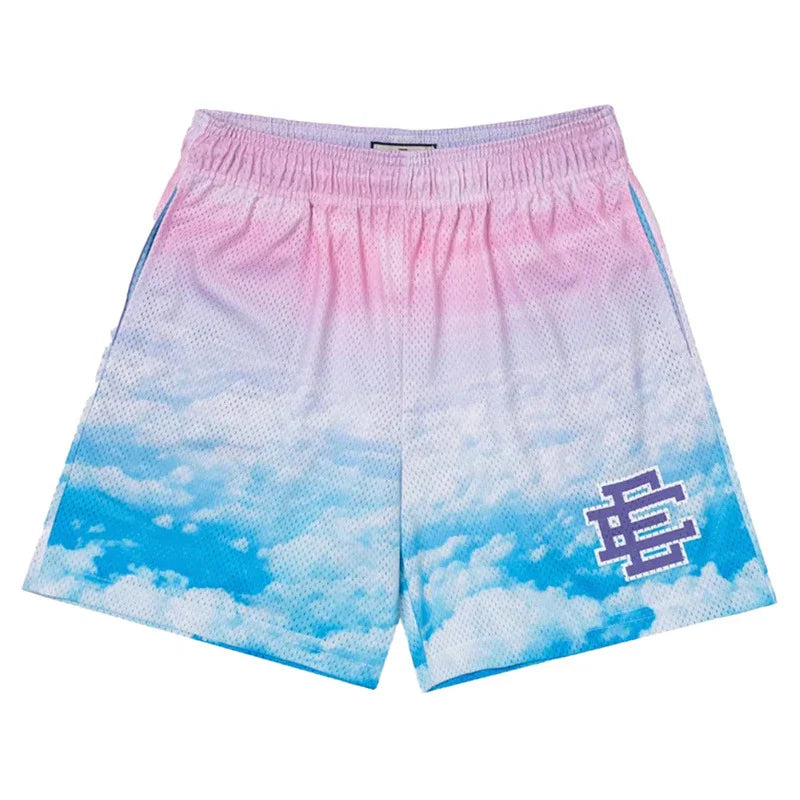 2025 New Summer EE Eric Emanuel  Basic Mesh Short Classic Floral Printed Gym Shorts Men's Gym Basketball Sports Beach Shorts