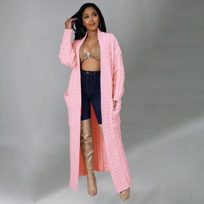 2024 New Women's Fashionable Cardigan Sweater Casual Long Sleeve Solid Color Jacket Autumn/Winter Amazon Europe Style