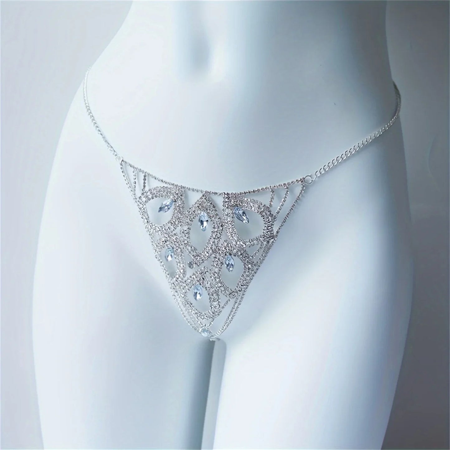 Luxury Leaf Rhinestone Body Jewelry sexy Thong Panties for Women Crystal Body Belly Waist Chain Accessories Valentine's Day gift