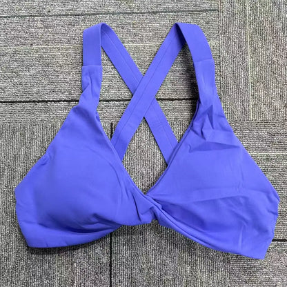SHINBENE Women's Twist Workout Sports Bras Back Cross Padded Low Impact Fitness Bra Yoga Crop Tops