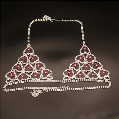 Women's Body Jewelry Sexy Bikini Artificial Diamond Bra Chain Fashion Party Club Dance Body Accessory Underwear Chest Chain