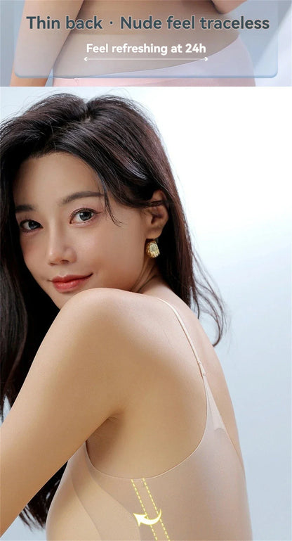 Ultra-Thin Breathable Ice Silk Top Bra Women's Bustier Underwear Seamless Back Halter Vest Wrap Bra Small Chest Together