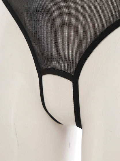 Adult Women Sheer Mesh Teddies Breast Hollow Out Opening Butt Flaunting Bodysuits Leotard for Exotic Dating Role Play Nightwear