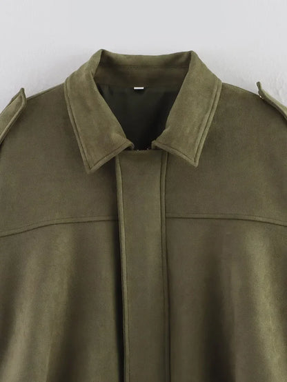 Women's Bomber Jackets Coats Fashion Turn-down Collar Long Sleeve Loose Coats Vintage Female Outerwear Chic Tops
