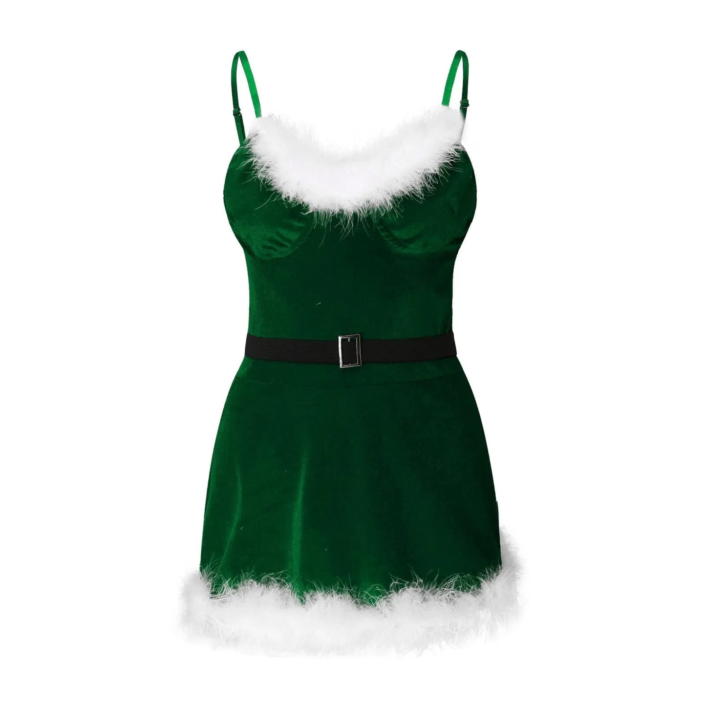 Women Christmas Costume Faux Fur Trim Red Flannel Underwired Bra Corset Sexy Bustier Cami Crop Tops Xmas Party Rave Dress Up