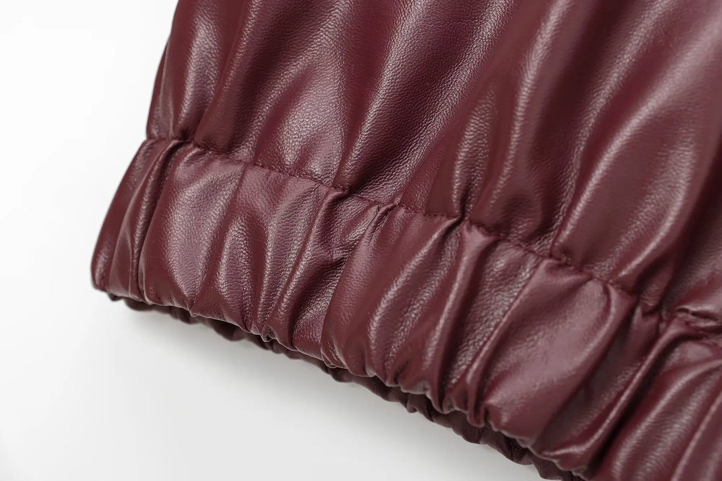 HH Wine Red Faux Leather Jakcet Fashion Outerwear Thicken Zipper Lapel Pu Coats Autumn Winter Streetwear Ladies Tops Women