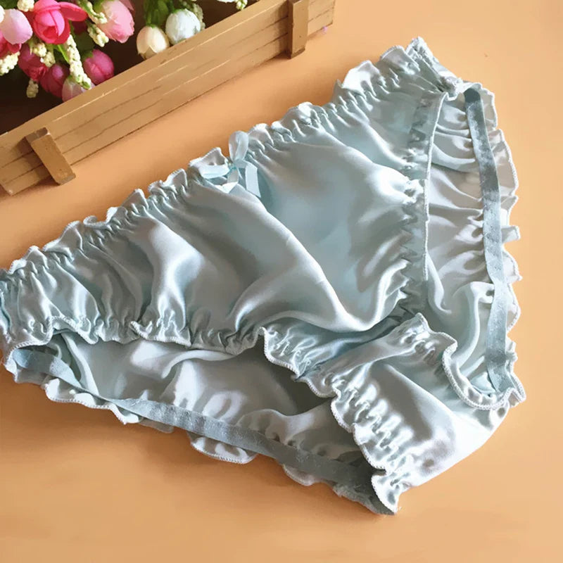 Women'S Panties 100% Mulberry Silk Sexy Underwear Female Soft Smooth Lingerie Low-Waist Solid Color Ladies Sensual Briefs