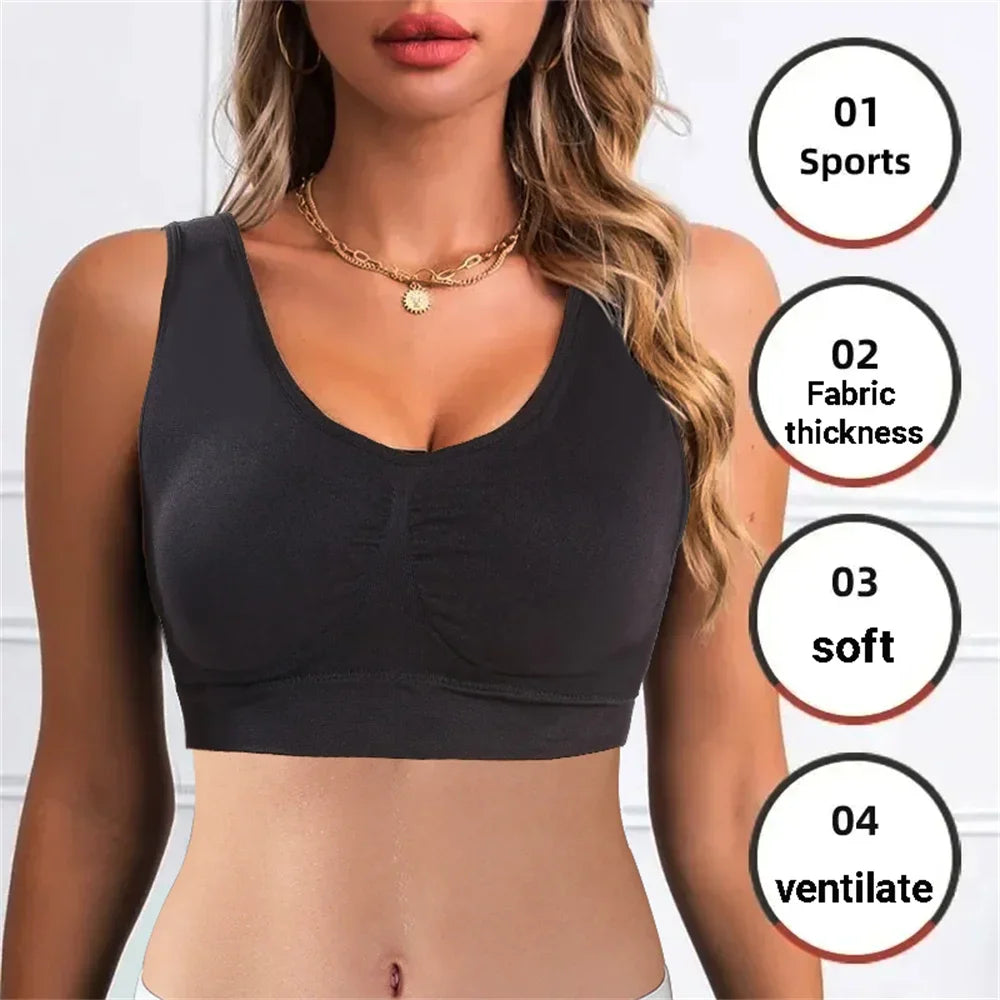 Seamless Bra For Women Crop Top Black Vertical Stripe Breathable Sports Bra Fitness Tube Tops Yoga Underwear Sports Bra