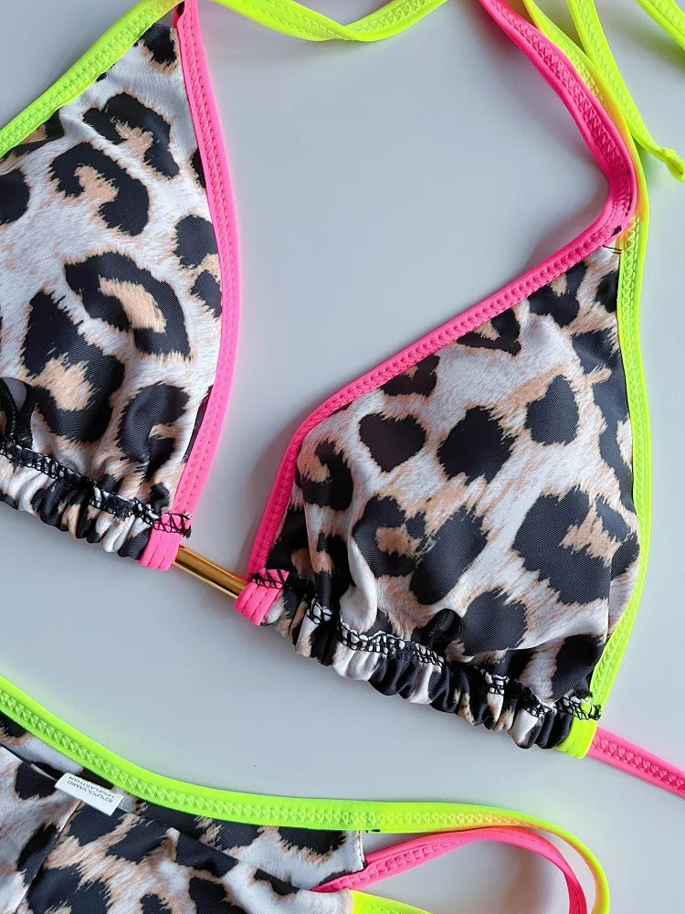 RUOTONGSEPT 2023 Sexy Spliced Swimsuit Women Swimwear Tiger Stripe Print Micro Bikini Set Brazilian Biquinis Beach Bathing Suit