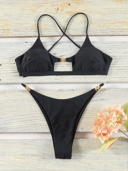 ZRTAK Triangle Bikini Set Sexy Swimwear Women 2025 Bikinis Floral Print Swimsuit Micro Thong Bandage Bathing Suits