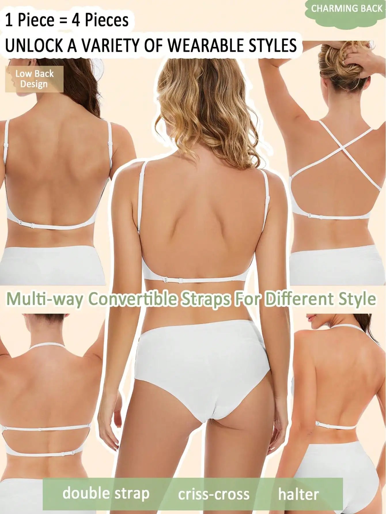 Women's Seamless Backless bra backless strapless underwear Summer bra,Bra For Wedding Dress