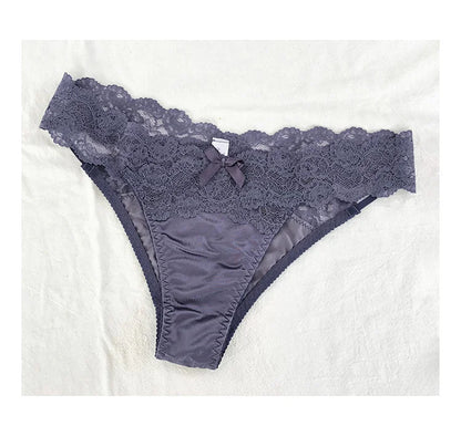 SP&CITY Satin Lace Sexy Women's Underwear Low Waist Transparent Hollow Out Panties Breathable Soft Seamless Briefs Lingerie