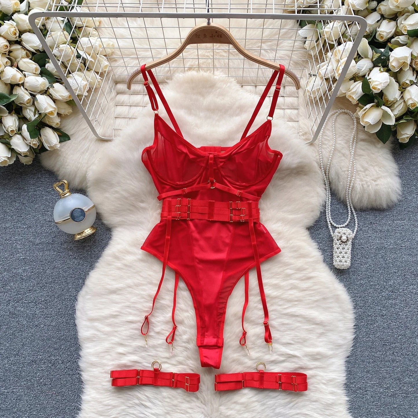 SINGREINY Women Underwear Erotic Playsuits Fashion Strap Backless Sheer Lingerie Nightwear Transpareant Hollow Out Sexy Bodysuit