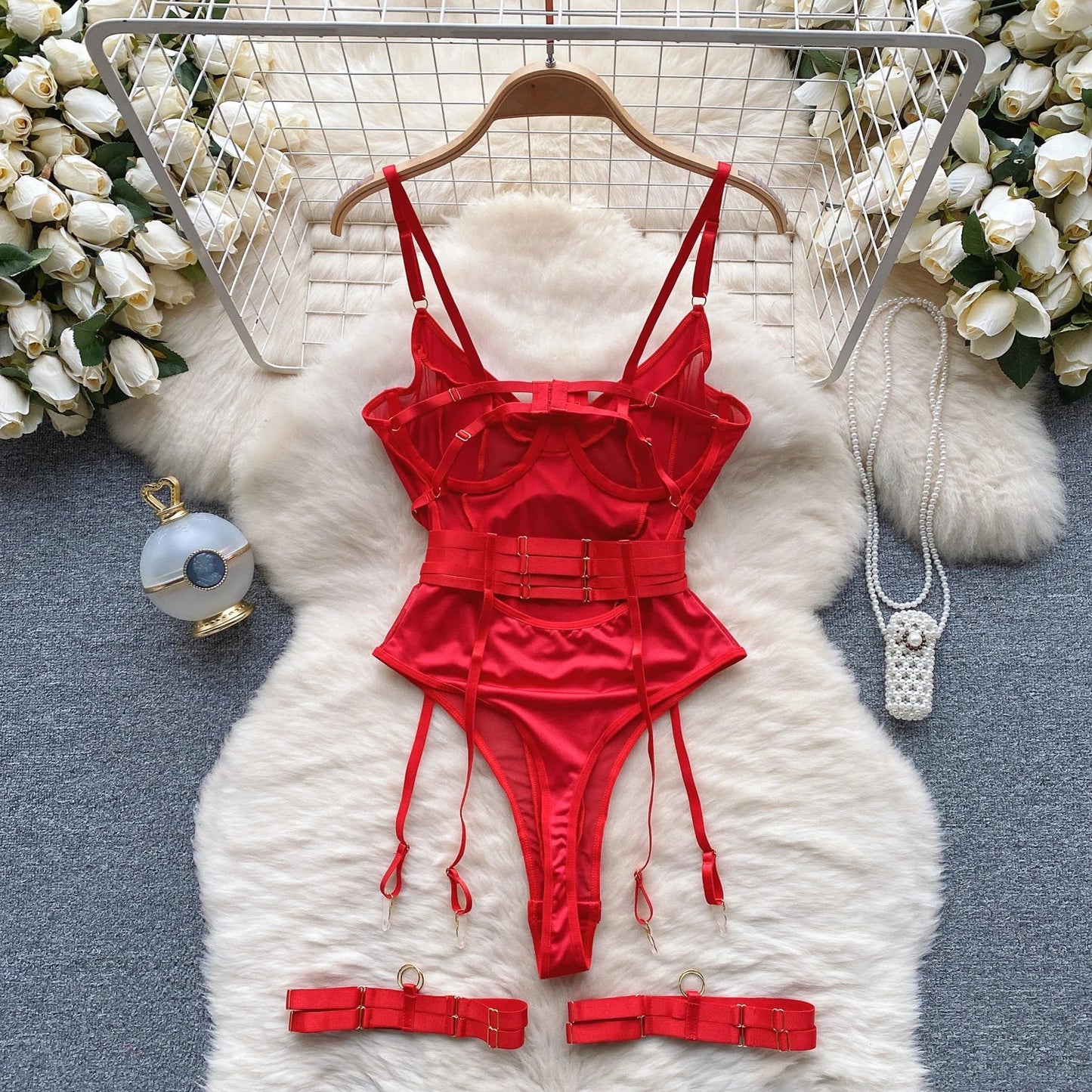 SINGREINY Women Underwear Erotic Playsuits Fashion Strap Backless Sheer Lingerie Nightwear Transpareant Hollow Out Sexy Bodysuit