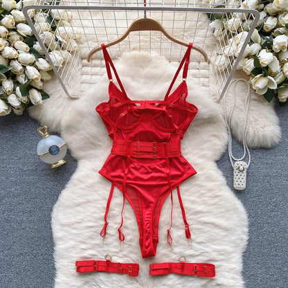 SINGREINY Women Underwear Erotic Playsuits Fashion Strap Backless Sheer Lingerie Nightwear Transpareant Hollow Out Sexy Bodysuit