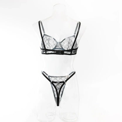 Krasapt New Arrival Ultra-thin Mesh See-through Plaid Bra And G-string Sexy Lingerie Sets Fancy Intimate Erotic set Onlyfans Kit