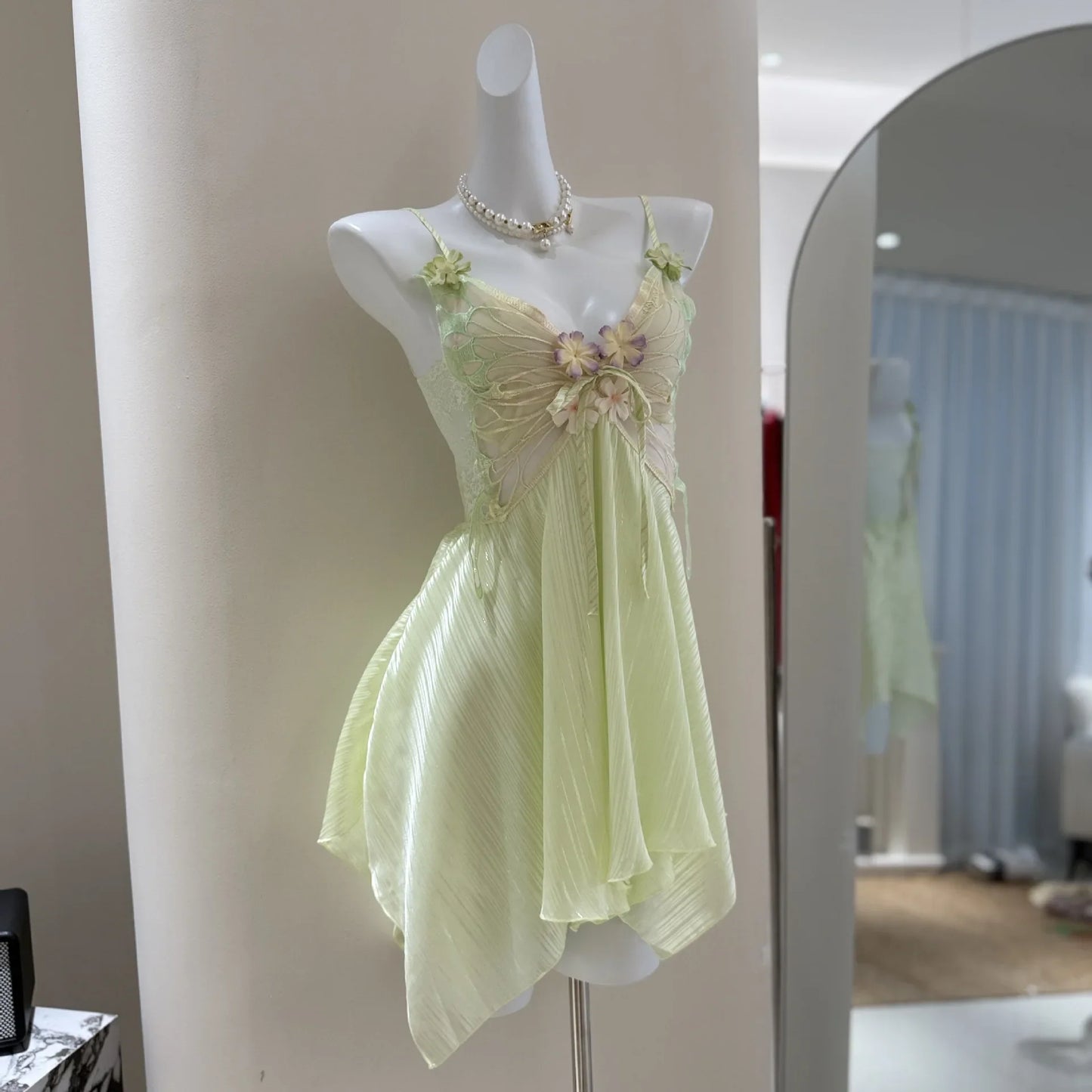 Fairy Elf Suspender Nightgown Lingerie Sexy Butterfly Lace Chemise Sleepwear Nightdress Homewear Summer New Women Nightwear